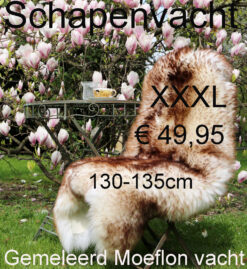 Schapenvacht GEMELEERD BRUIN 130> 135cm € 49,95 Moeflon Schapenvel