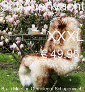 Schapenvacht GEMELEERD BRUIN 130> 140cm € 49,95 Moeflon Schapenvel