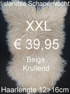 IJSLANDSE Beige Krullende Schapenvacht Schapenvel 120>125cm € 39,95