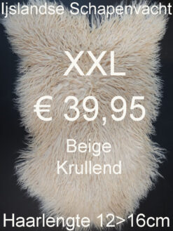 IJSLANDSE Beige Krullende Schapenvacht Schapenvel 120>125cm € 39,95