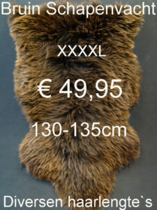 Schapenvacht BRUIN 130> 135cm Schapenvel € 49,95 Vacht Schapenhuid Schapenvel