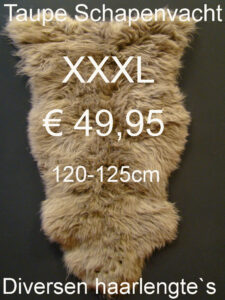 Schapenvacht TAUPE 120> 125cm schapenvel € 49,95 Vacht Schapenhuid Schapenvel