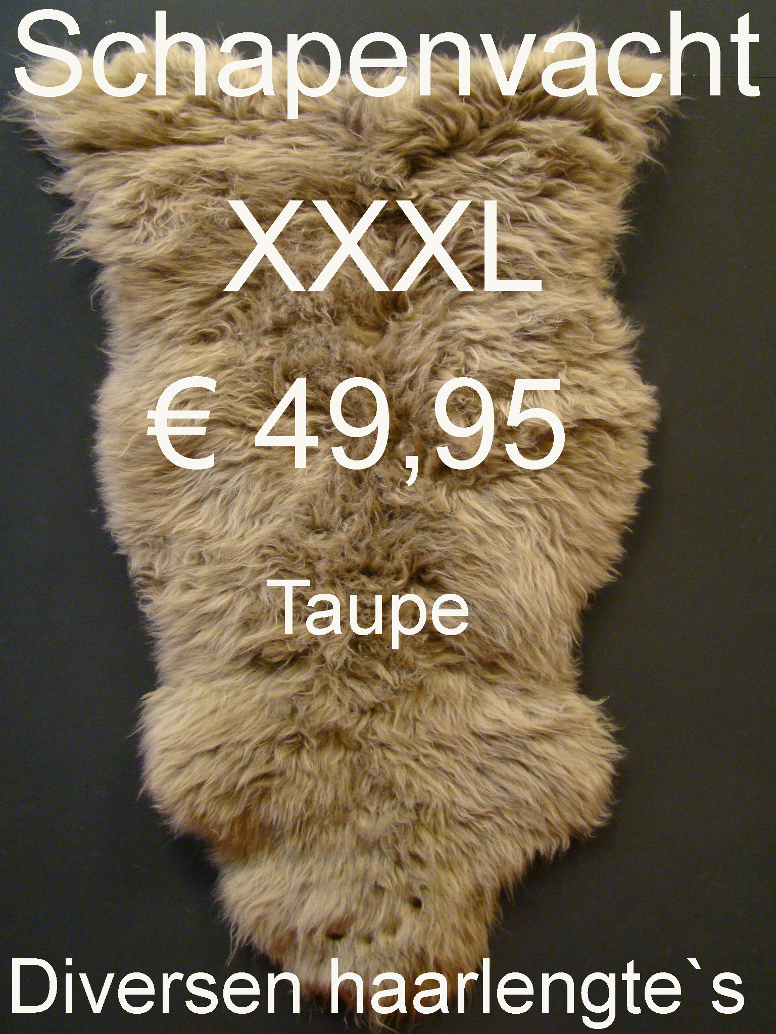 Schapenvacht TAUPE 130> 135cm schapenvel € 49,95 Vacht Schapenhuid Schapenvel