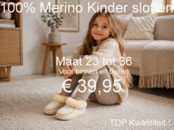 Merino Pantoffels Sloffen 100% Zachte Merino Wol en Leer Maat 23 tot 36 € 39,95
