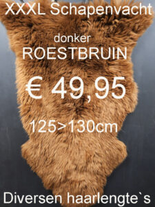 Schapenvacht ROESTBRUIN 125> 130cm Schapenvel € 49,95 Schapenhuid Schapenvel
